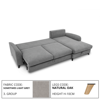 Sofa MERLIN SLEEPING (Right corner, extendable) (SOMETIMES 3/1 LIGHT GREY)